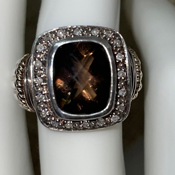 Citrine and Diamond Sterling Silver and 14K Gold Ring and Necklace Set - Picture 3 of 9